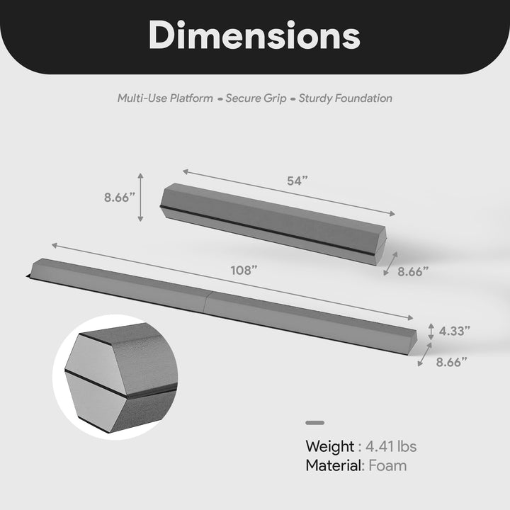 BalanceFrom 9 Foot Folding Balance Gymnastics Floor Beam with Handles, Gray