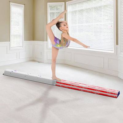 BalanceFrom 8 Ft Balance Gymnastics Floor Beam w/Handles, Star Stripe (Open Box) - VMInnovations