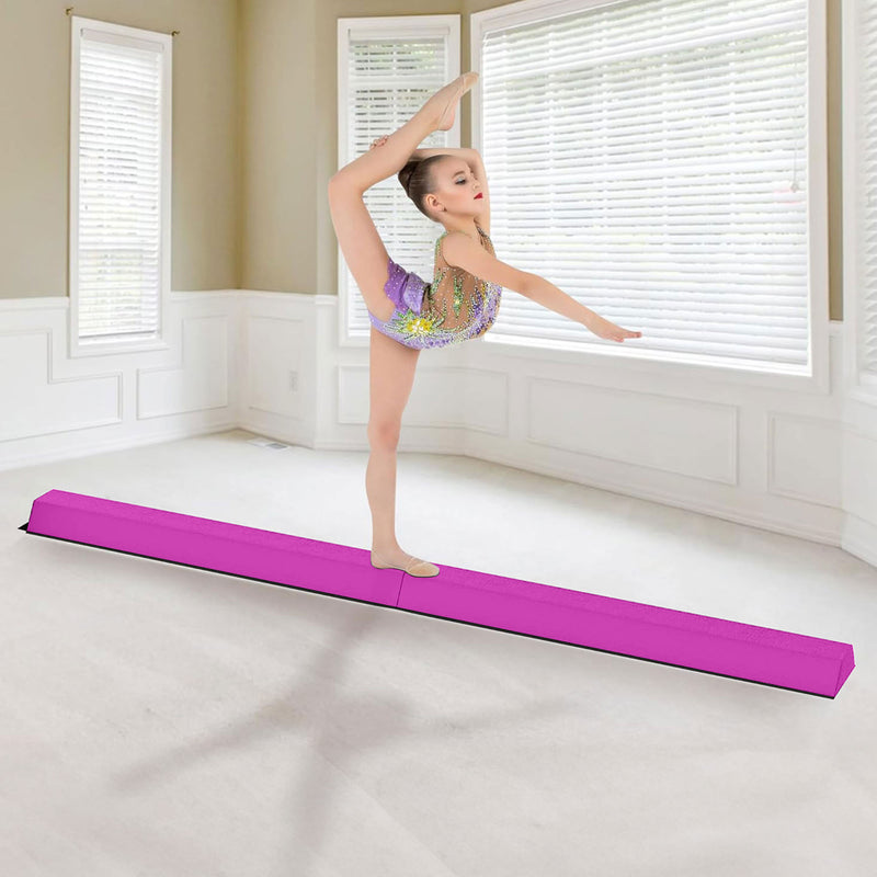 BalanceFrom 8 Foot Folding Balance Gymnastics Floor Beam with Handles, Pink