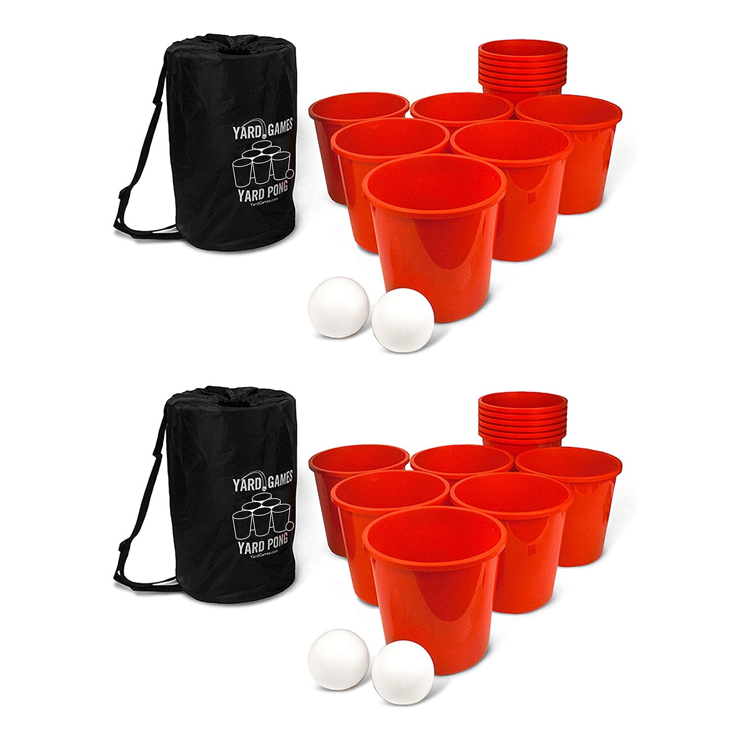 YardGames Giant Outdoor Yard Pong Activity Set w/ 12 Buckets & 2 Balls (2 Pack)