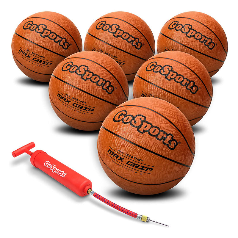 GoSports Basketball Hoop Ball with Pump and Bag, Size 7 (6 Pack) (Open Box)