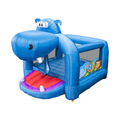 Banzai Happy Hippo Inflatable Bouncer Blow Up Bouncing House w/ Mesh Walls(Used)