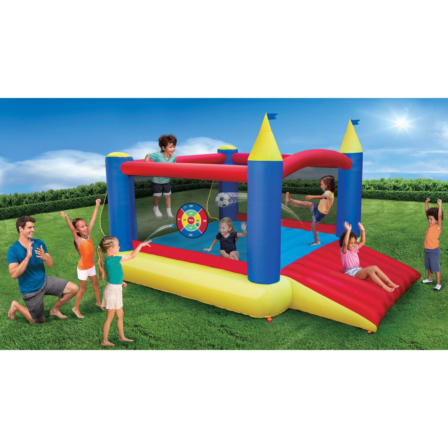 Banzai Toss Like A Boss Giant Pong Game & Slide 'n Score Inflatable Bounce House