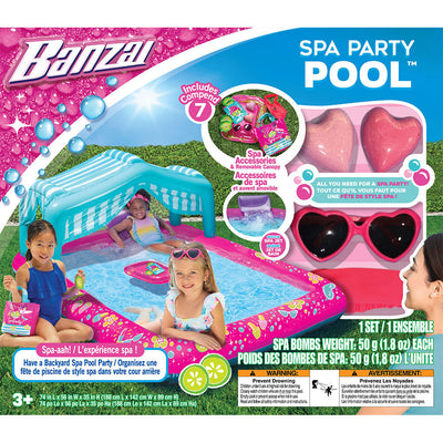 Banzai Spa Party 6ft x 5ft Inflatable Kiddie Splash Pool Set with Shade (Used)