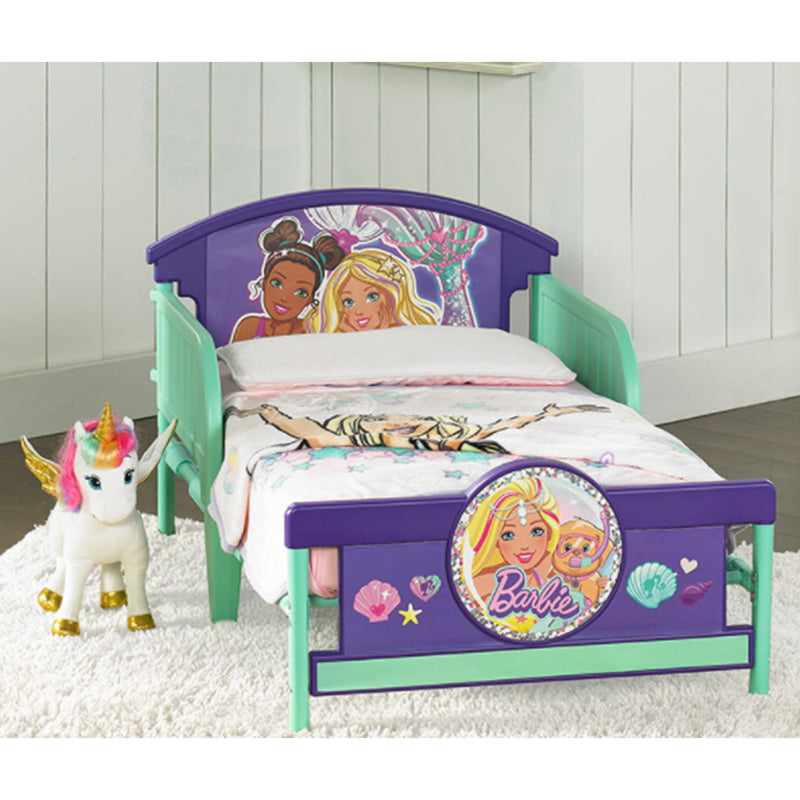 Barbie Under the Sea Mermaid Sturdy Toddler Bed Frame w/ Guardrails, Purple