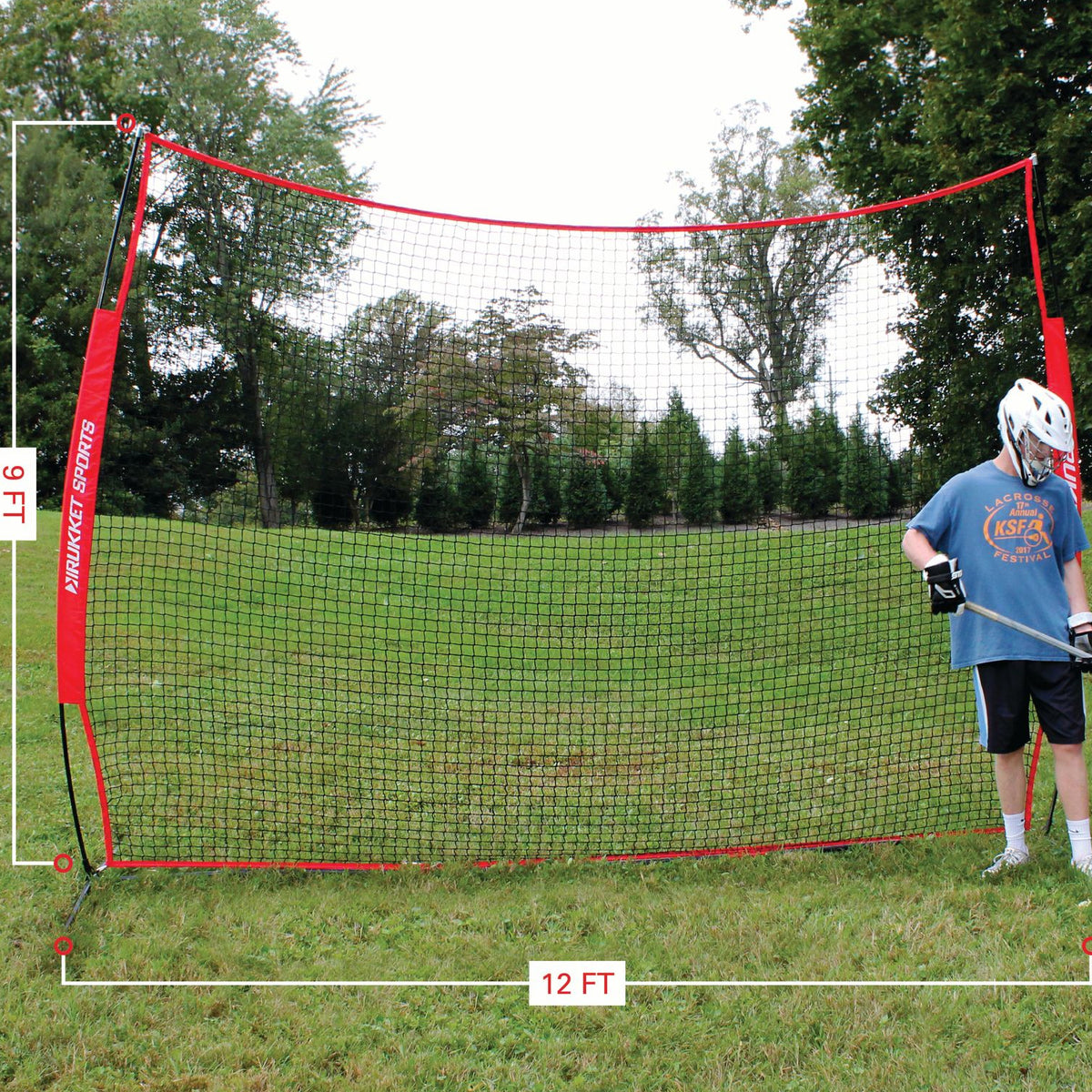 Rukket Sports Multi-Sport Barrier Protective Backstop Net, 12 x 9 Feet (Used)