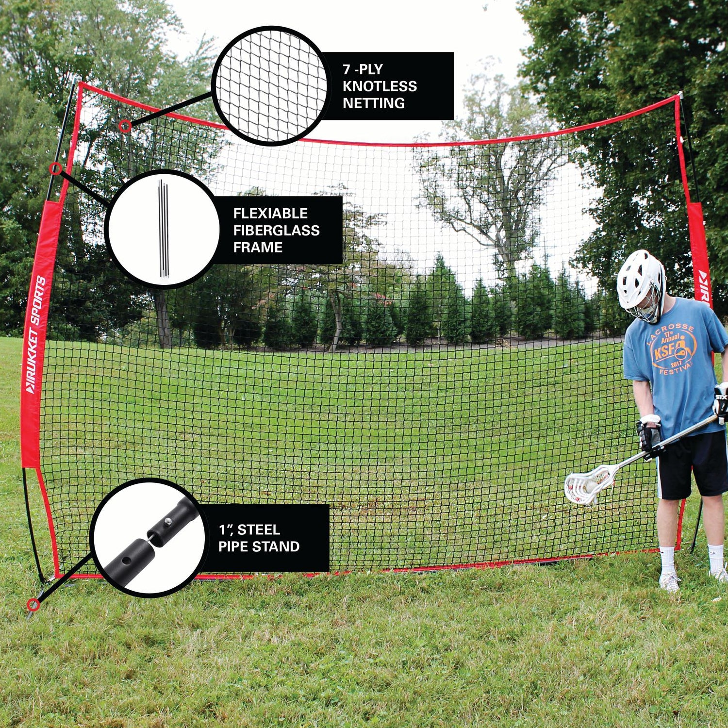 Rukket Sports Multi-Sport Barrier Protective Backstop Net, 12 x 9 Feet (Used)