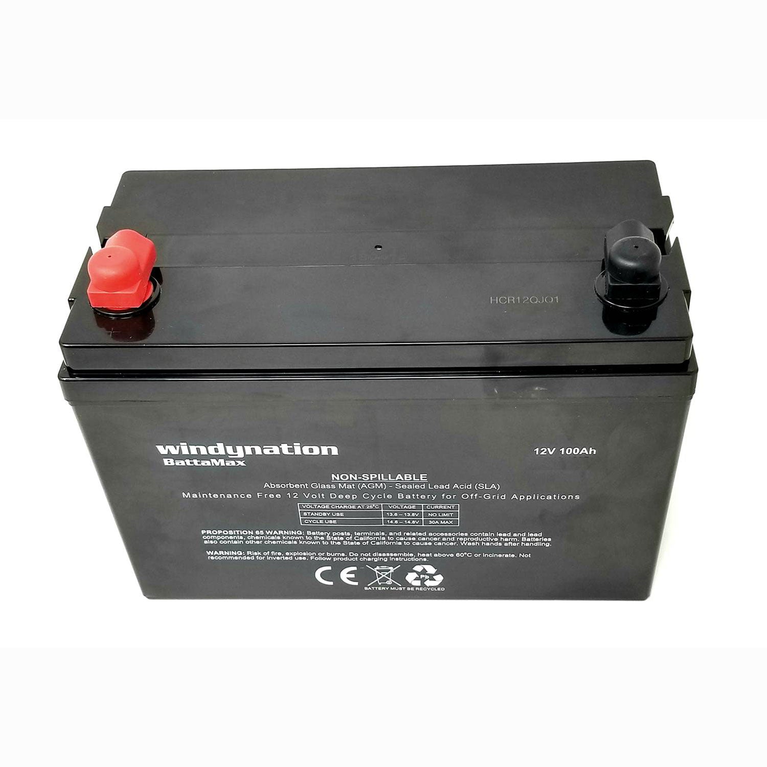 Windy Nation 12V 100 Ah Deep Cycle Solar Off Grid Battery with Cables (3 Pack)