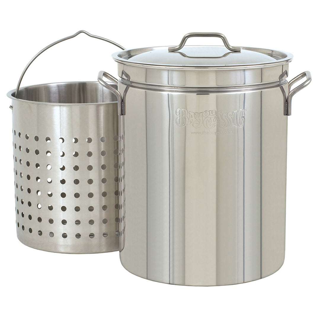 Bayou Classic 62 Quart Stainless Steel Stockpot with Vented Lid, BC-1160, Silver