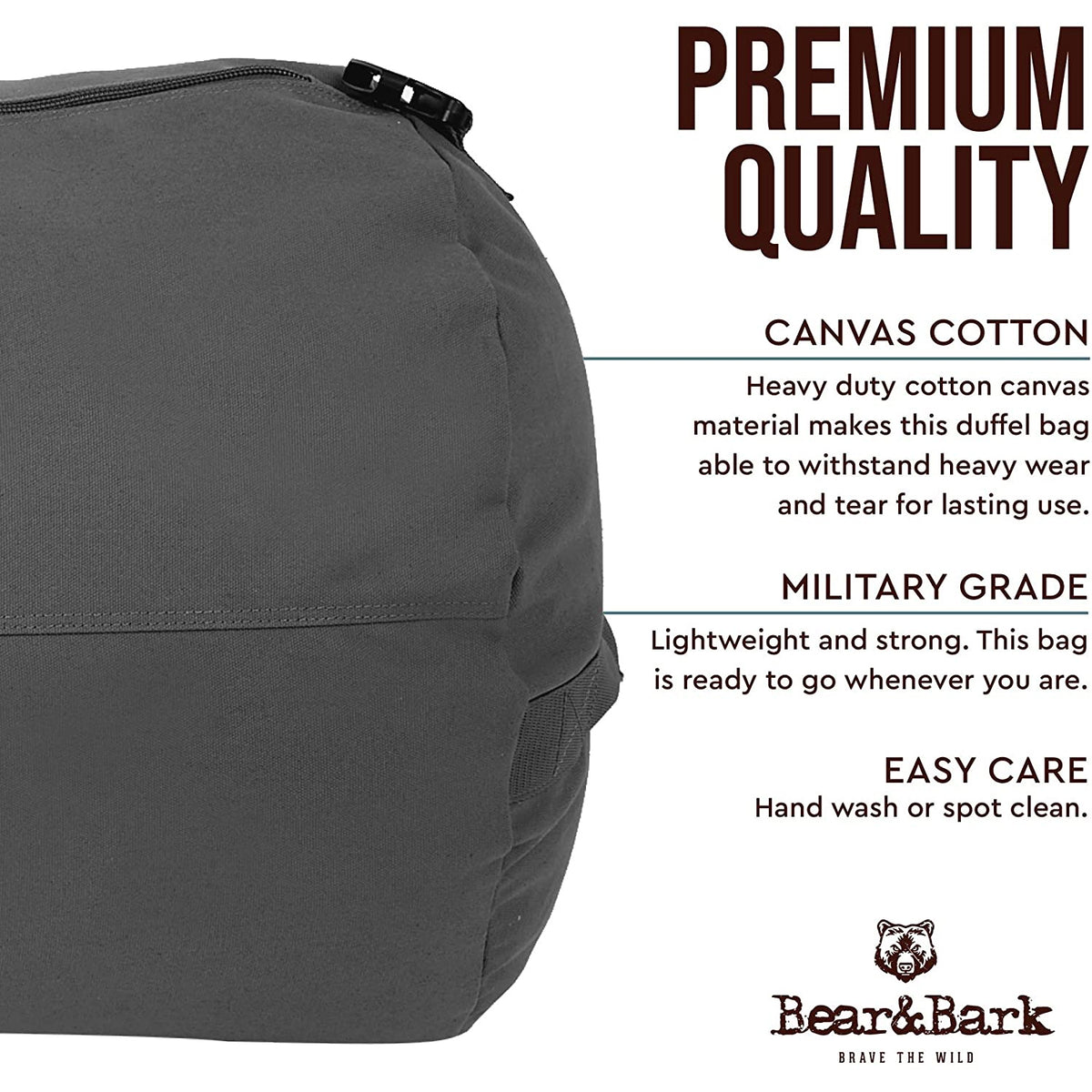 Bear&Bark Travel Military Style Canvas Duffel Bag, 32 x 18 Inch, Gray (Open Box)