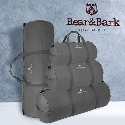 Bear&Bark Travel Military Style Canvas Duffel Bag, 32 x 18 Inch, Gray (Open Box)