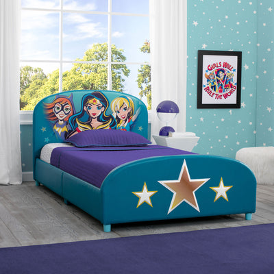 Delta Children DC Comics Super Hero Girls Upholstered Kids Twin Bed (Open Box)