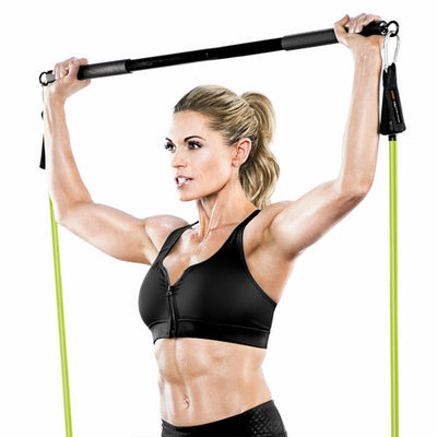 Bionic Body Workout Wide Handle Steel Weightlifting Bar with Padded Grip, Black