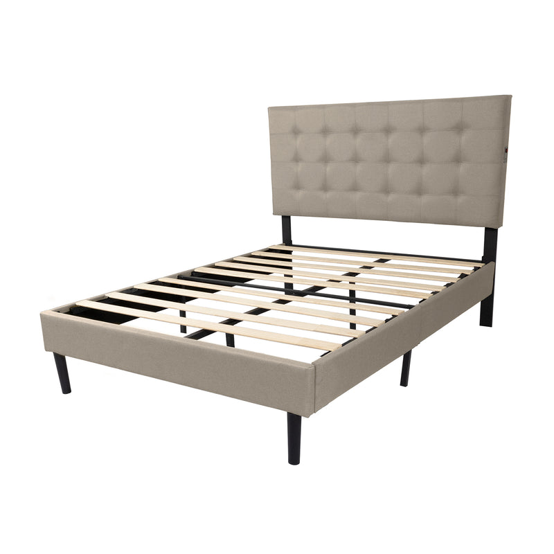 Living Essentials BBFBG01TW Madison Bed Frame in Box with LED and USB Port, Full