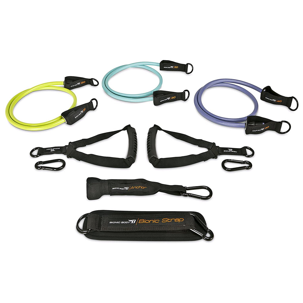 Bionic Body 6 Piece Full Body Resistance Strength Training Workout Equipment Kit
