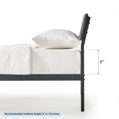 Mellow KERA Metal and Wood Platform Bed Frame with Angled Headboard, King, Black - VMInnovations