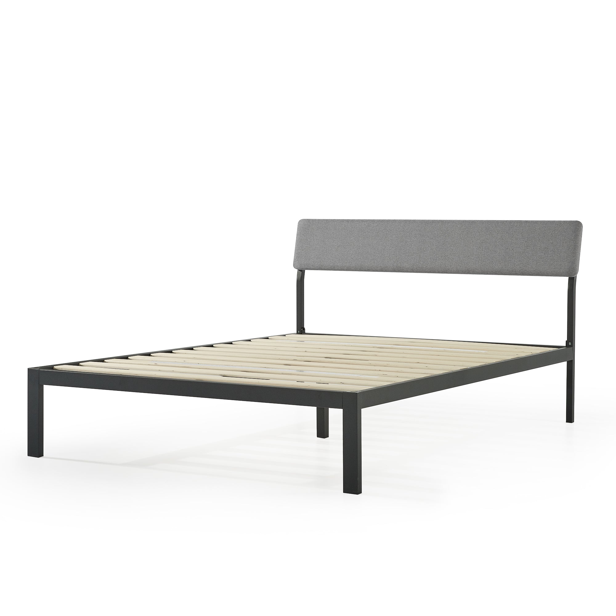 Mellow KERA Metal & Wood Platform Bed Frame w Angled Headboard, (Open Box)