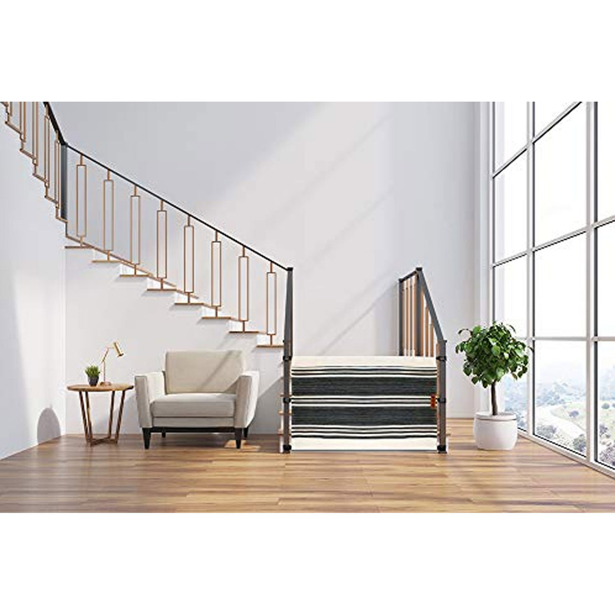 THE STAIR BARRIER 36 to 42" Banister to Banister Baby Pet Gate, Crypton Charcoal - VMInnovations