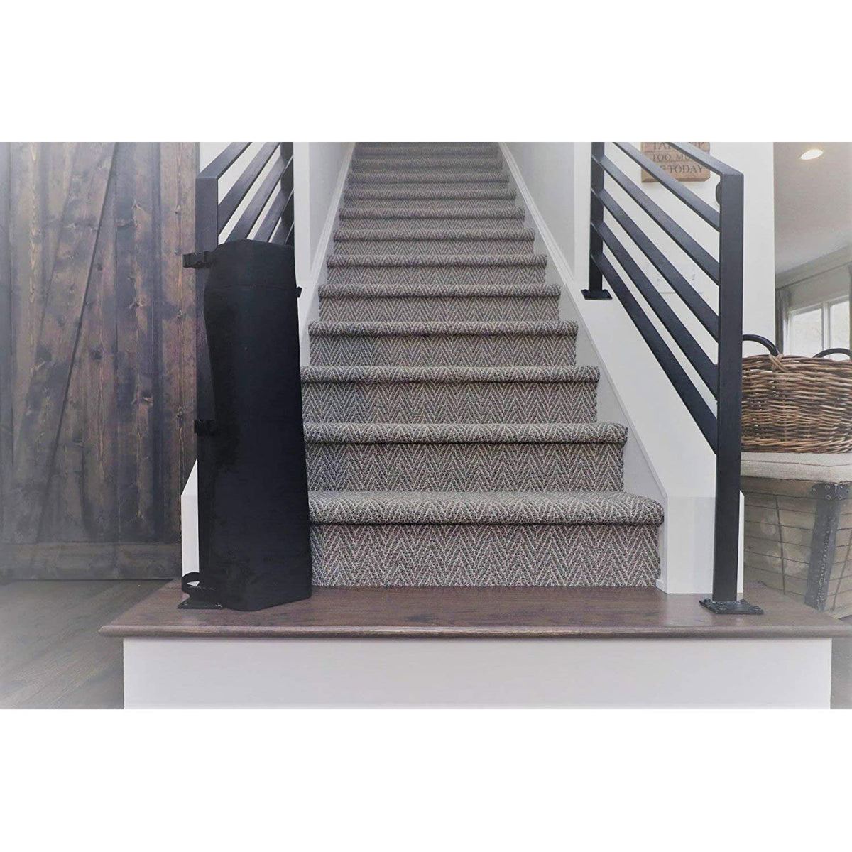 THE STAIR BARRIER 36 to 42" Retractable Banister Baby Pet Gate, Crypton Snow - VMInnovations