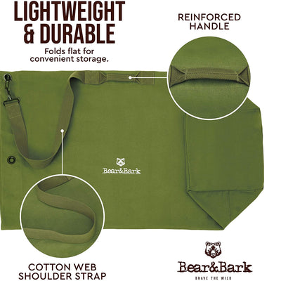 Bear&Bark Military Style Top Load Duffel Bag, 56 x 32 Inch, Green (Open Box)
