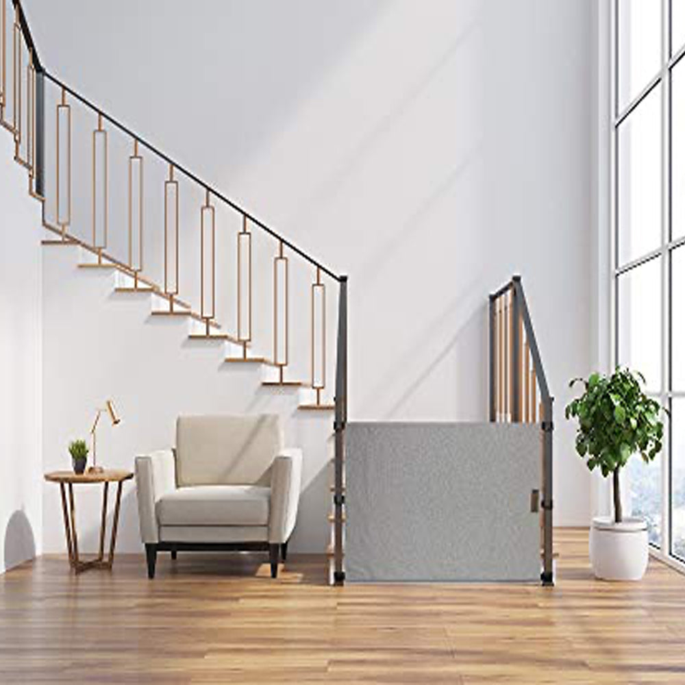 The Stair Barrier 42 to 52 Inch Banister to Banister Baby and Pet Gate, Ash - VMInnovations