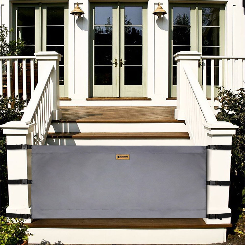The Stair Barrier 42 to 52 In Banister to Banister Baby & Pet Gate, In Out Gray - VMInnovations