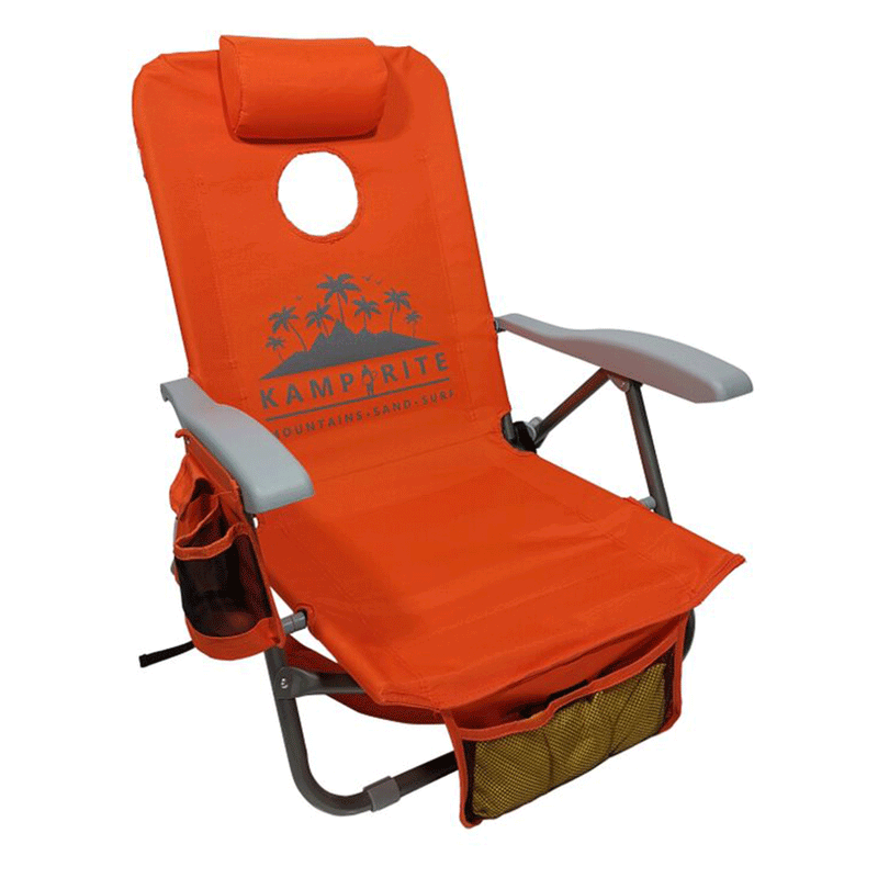Kamp-Rite SAC-IT-UP Folding Cornhole Backpack Lawn Chair, Orange (2 Pack)