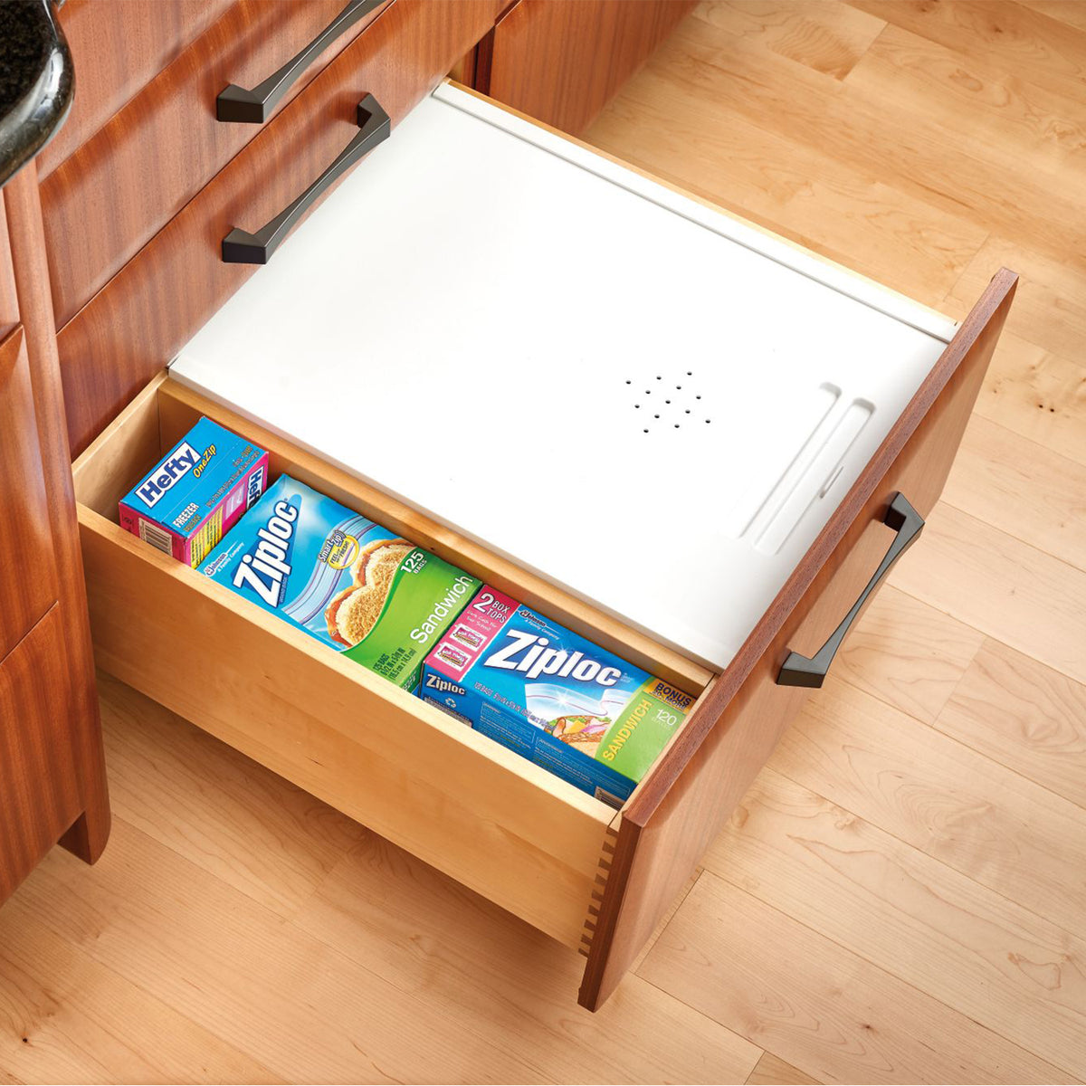 Rev-A-Shelf BDC-200-11 Small Kitchen Bread Drawer Cover Kit with Hardware, White