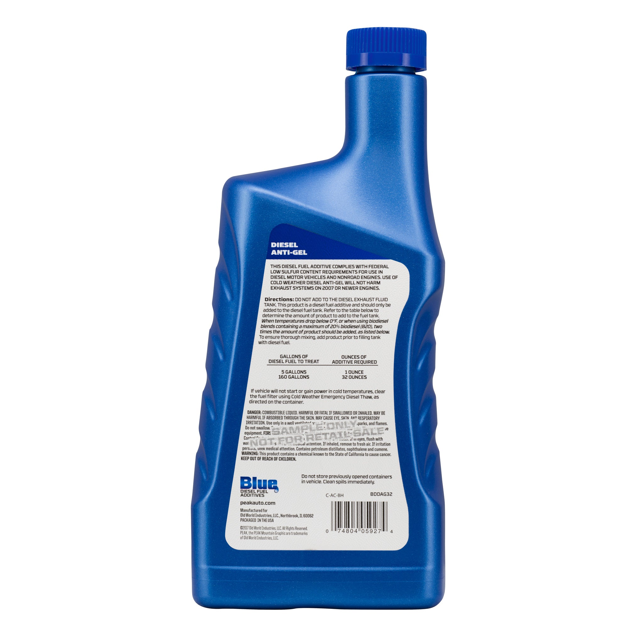 BlueDEF Diesel Urea Deionized Water 2.5 Gal Jug & PEAK Anti-Gel Diesel Additive