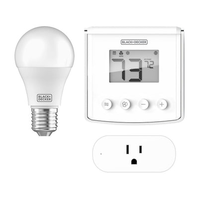 Black+Decker Smart Home Kit with Smart Thermostat, Light, and Plug(Open Box)