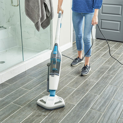 Black and Decker HEPA Corded Steam Mop and Vacuum Cleaner Combination Duo, White