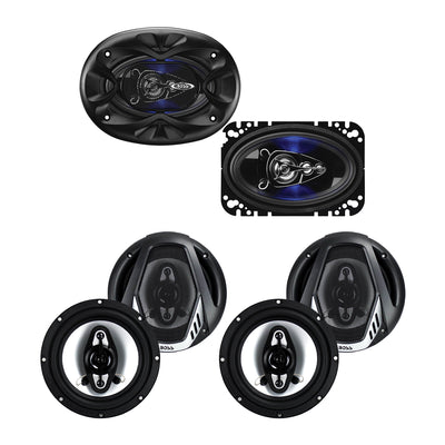 Boss 4 x 6" 4 Way 250W Full Range Speakers Pair and 4 6.5" 400W Coaxial Speakers - VMInnovations