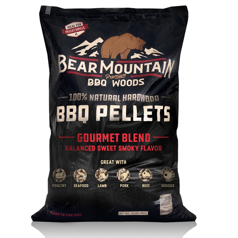 Bear Mountain BBQ Hardwood Gourmet Blend, Hickory, & Apple Pellets, 20 Lb Bags