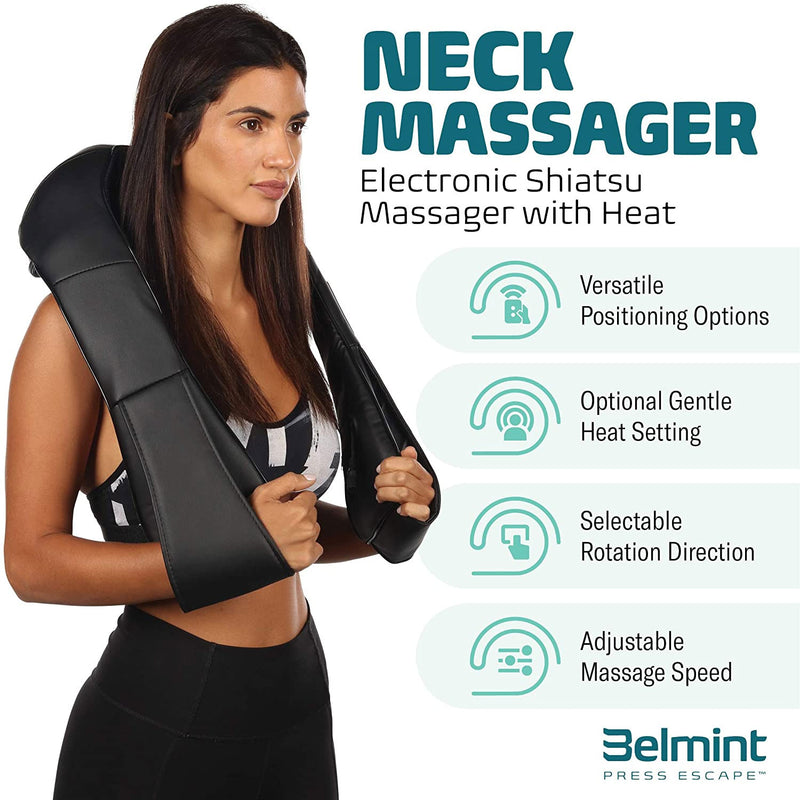 Belmint Electric Deep Kneading Shiatsu Neck Back and Shoulder Massager (Used)
