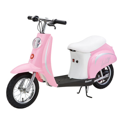 Razor Pocket Mod Miniature Euro 24V Electric Kids Retro Scooter & Helmet, Pink