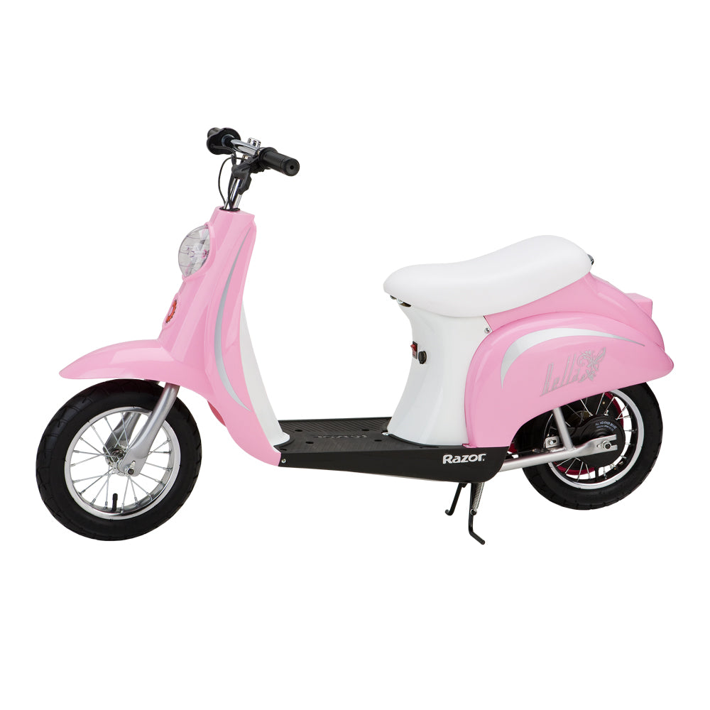 Razor Pocket Mod Miniature Euro 24V Electric Kids Retro Scooter & Helmet, Pink