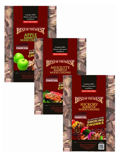 Best of the West 1/5 Cu. Ft. Bag of Real Natural Smoking Wood Chunks, Hickory