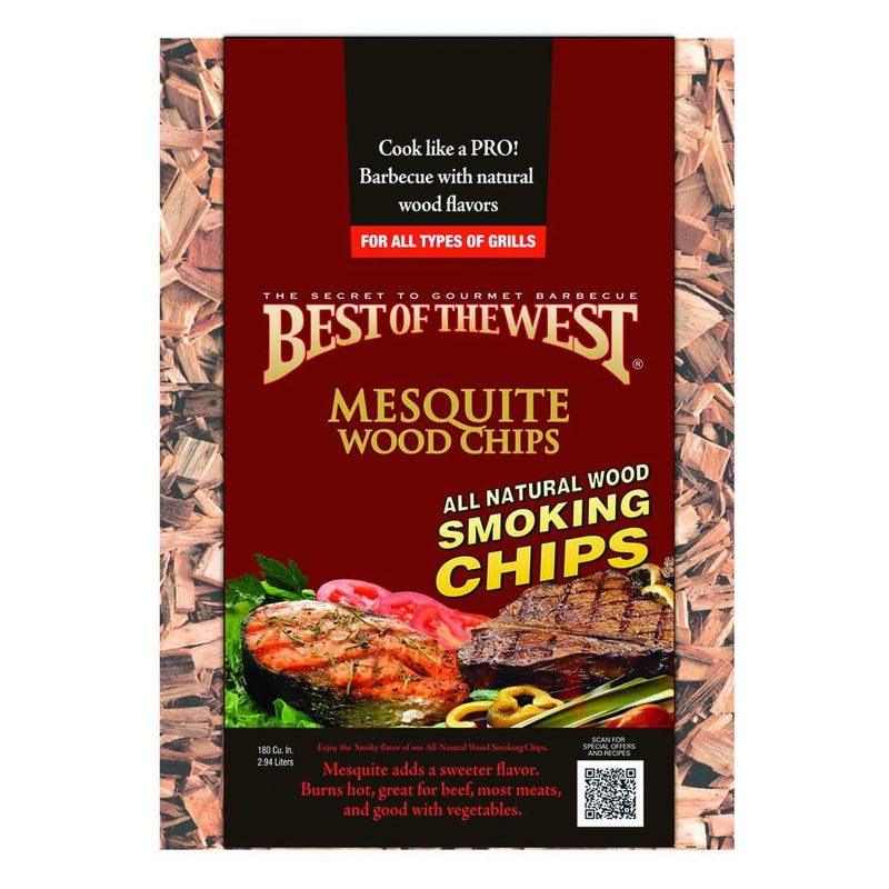 Best of the West All Natural BBQ Mesquite Wood Smoking Chips, 180 Cubic Inches