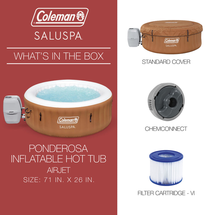 Coleman SaluSpa Ponderosa AirJet Inflatable Round Hot Tub with 120 Jets, Orange