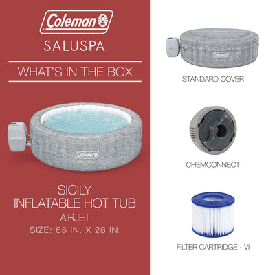 Saluspa Sicily Inflatable Airjet Hot Tub, Fits up to 7 People, Gray (For Parts)