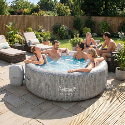 Saluspa Sicily Inflatable Airjet Hot Tub Spa, Fits up to 7 People, Gray (Used)