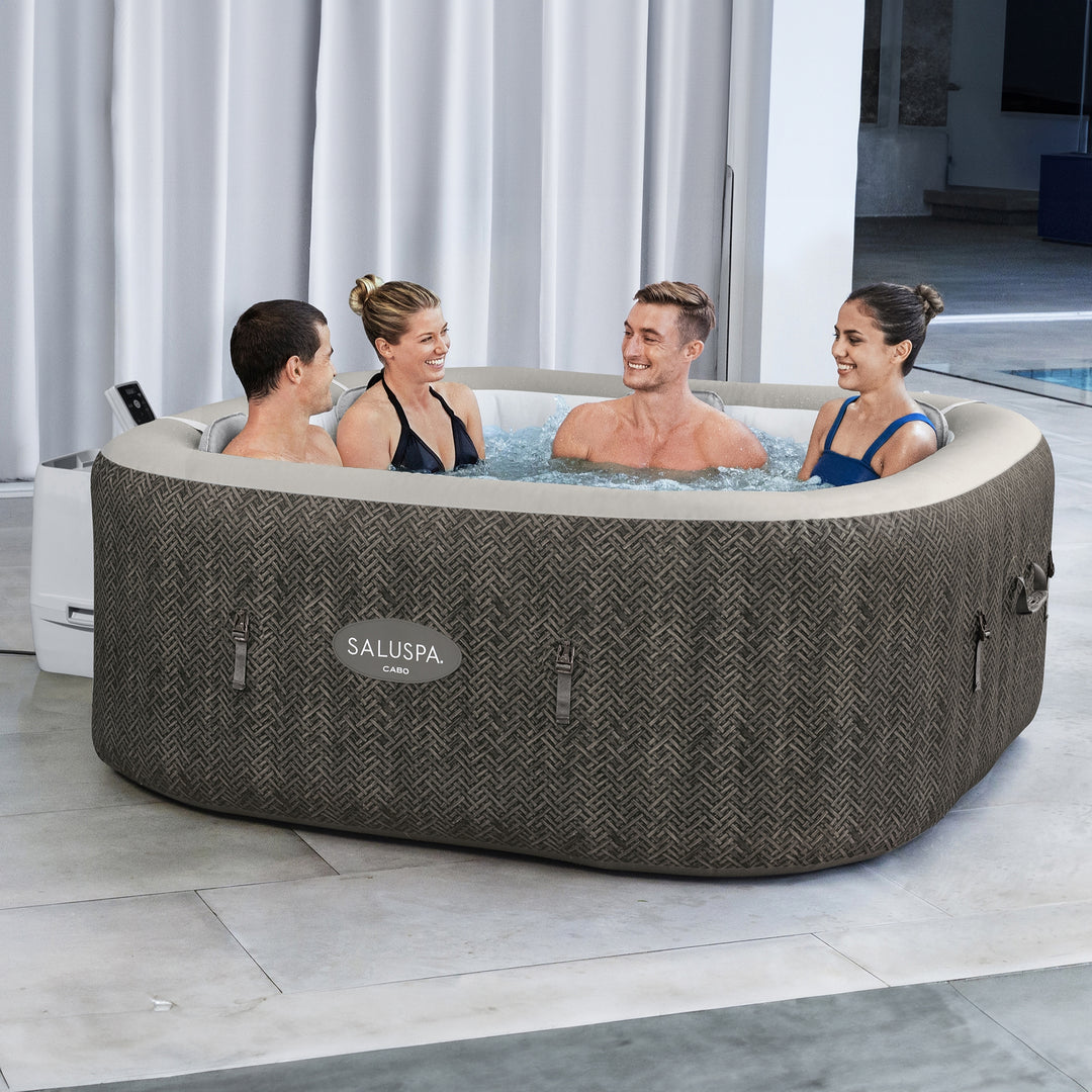 Bestway SaluSpa AirJet Inflatable Square Hot Tub with 4 Non Slip Pool & Spa Seat