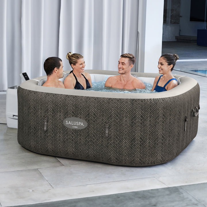 Bestway SaluSpa AirJet Inflatable Square Hot Tub with 4 Non Slip Pool & Spa Seat