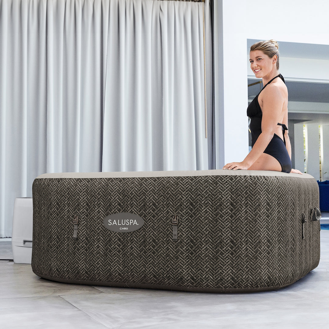 Bestway SaluSpa AirJet Inflatable Square Hot Tub with 6 Seat & 3 Headrest Pillow - VMInnovations