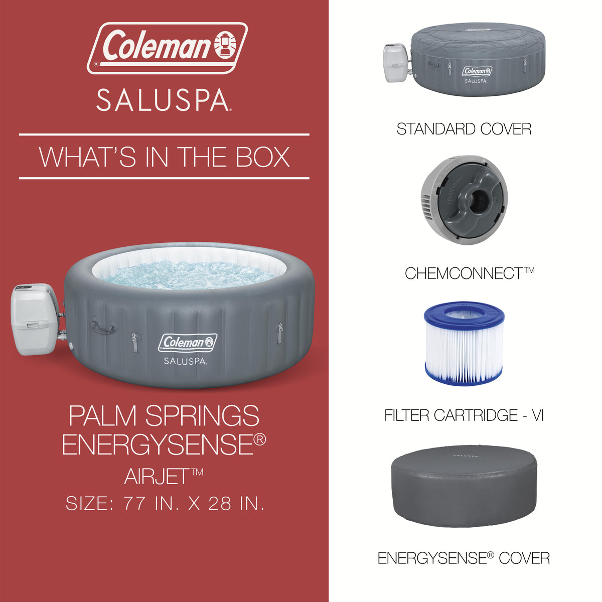 Coleman Palm Springs 77"x28" EnergySense Smart AirJet Plus Hot Tub (Open Box)