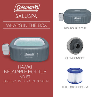 Coleman SaluSpa 4 Person Inflatable Outdoor AirJet Spa Hot Tub, Gray (Used)