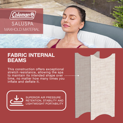 Coleman SaluSpa AirJet 6 Person Inflatable Square Hot Tub with 140 Jets, Gray