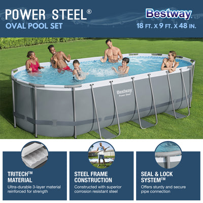 Bestway Power Steel 18ft x 9ft x 48in Above Ground Pool Set with Pump (Open Box)