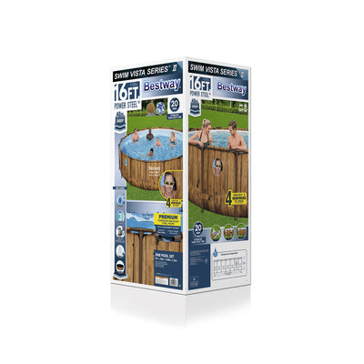 Bestway 16ft x 4ft Power Steel Swim Above Ground Swimming Pool Set & Pump (Used) - VMInnovations