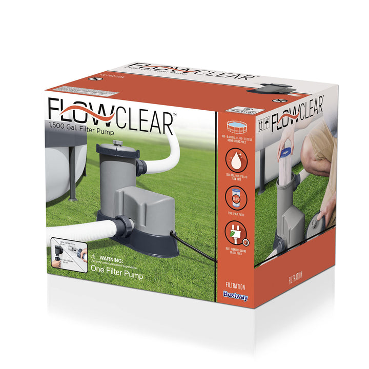 Bestway 58390E Flowclear 1500 GPH Filter Pump for Above Ground Swimming Pool